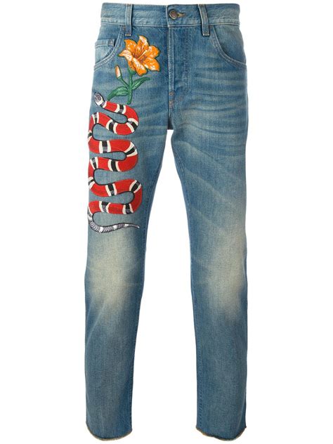 gucci snakeskin pants|gucci snake jeans men.